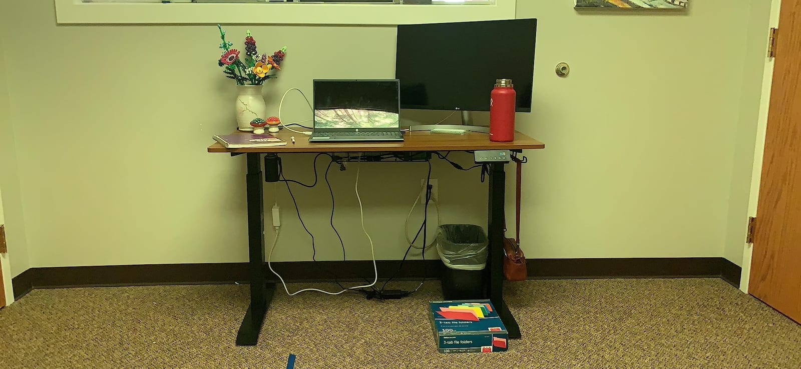 SHW 55 x 28 Electric Height Adjustable Standing Desk w/Drawer, Black customer photo 1