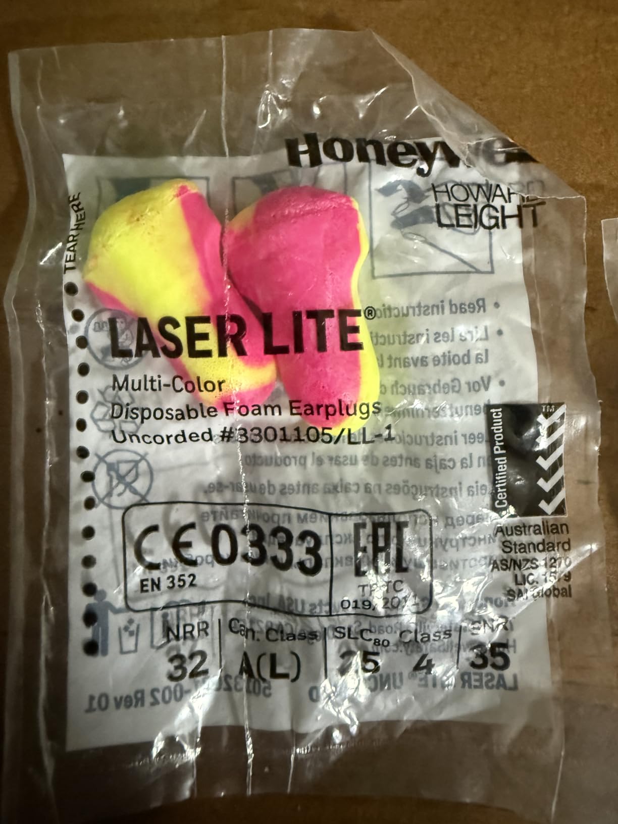 Howard Leight by Honeywell - R-01204 Laser Lite High Visibility Disposable Foam Earplugs, Pack of 1 (50 Pairs),Yellow customer photo 1