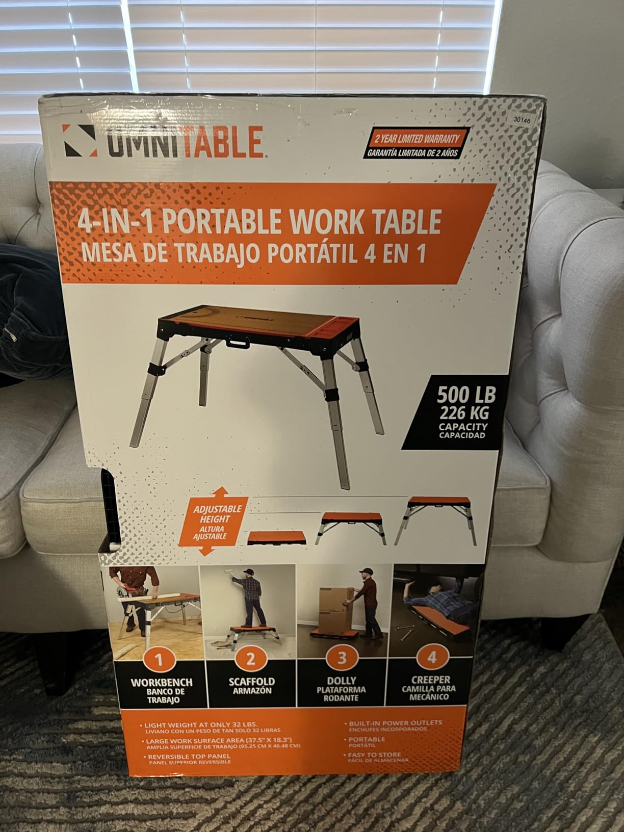 Disston 30146A OmniTable 4 in 1 Portable Workbench Work Table Dolly Scaffold and Creeper Adjustable Height with Folding Legs with Free Blu-MOL Jigsaw Blade Set (E0130146) customer photo 1