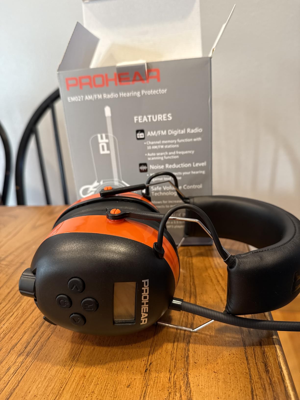 PROHEAR 027 AM FM Radio Headphones with Digital Display, 25dB NRR, Safety Ear Protection Earmuffs for Mowing, Snowblowing, Construction, Work Shops - Orange customer photo 1