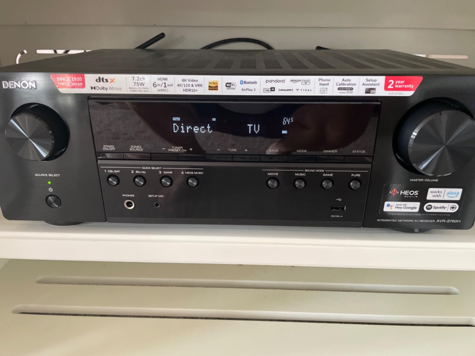 Denon AVR-S760H 7.2 Ch AVR - 75 W/Ch (2021 Model), Advanced 8K Upscaling customer photo 2