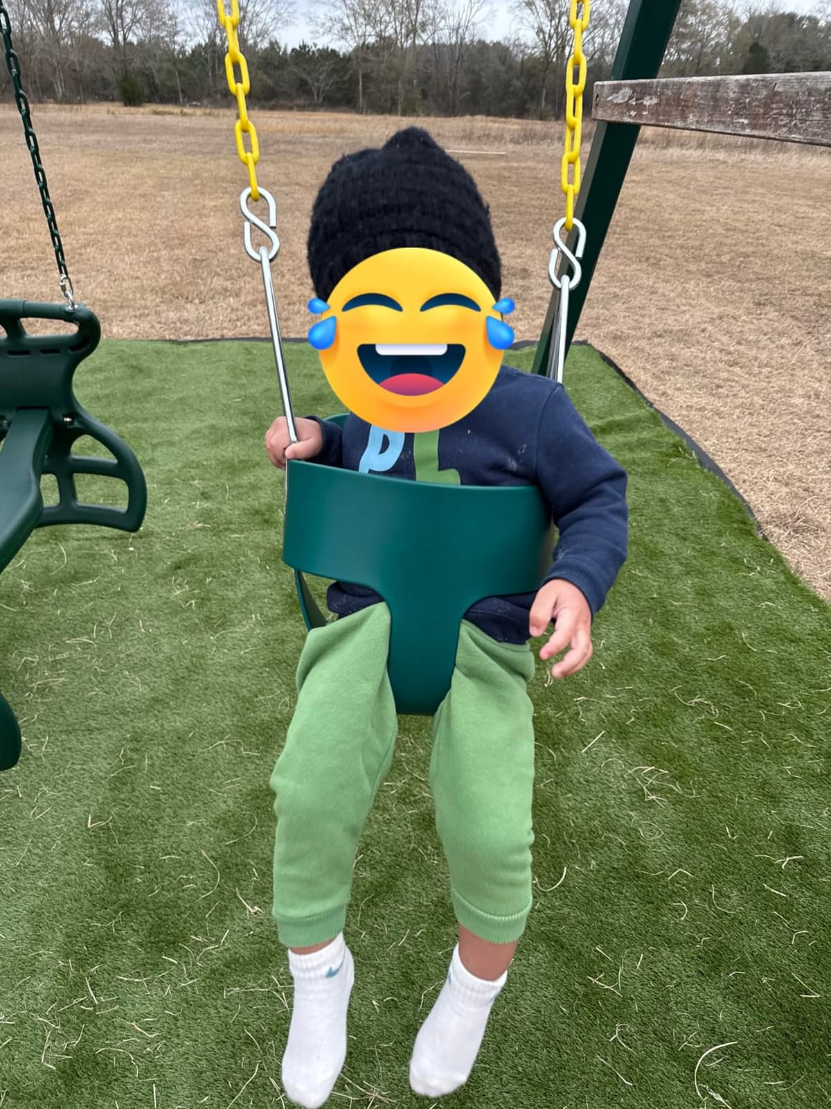 High Back Full Bucket Toddler Swing Seat with Yellow Coated Chains Fully Assembled Baby Swing Set Accessories customer photo 1