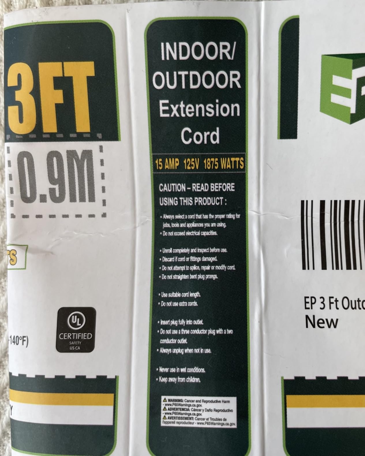 EP 50 Ft Heavy Duty Outdoor Extension Cord, 12/3 SJTW Black 3-Prong customer photo 2