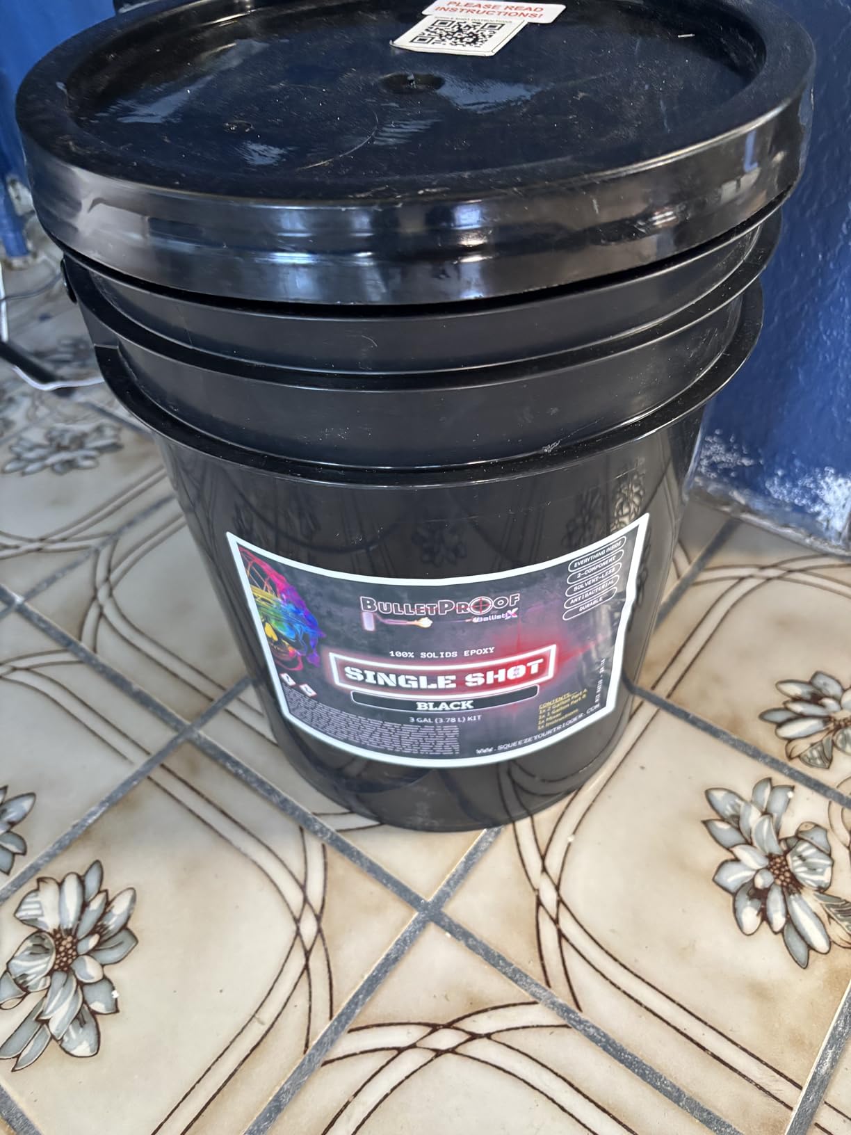BP Resins: Single Shot | 100% Solids Epoxy Resin Kit (3 Gallons) Premium, Two Component Gloss Coat Finish- Low VOC! Industrial Use, Garages, Floors & More! (Charcoal Metallic) + Free Mixer! customer photo 2