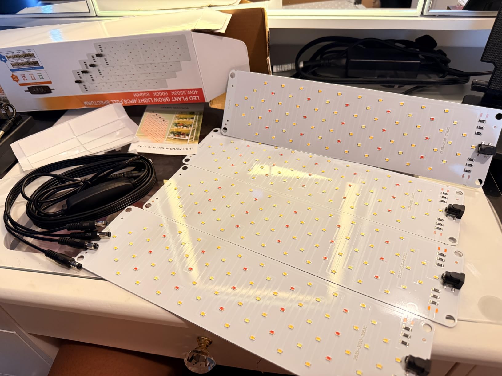 Grow Light,40W Ultra-Thin Panel Grow Lights for Indoor Plants,316LEDs Full Spectrum Grow Lights for Under Cabinet Plant, Grow Lamp with 3/9/12H Timer,10 Dimmable Levels for Plants Growing (4pcs) customer photo 1
