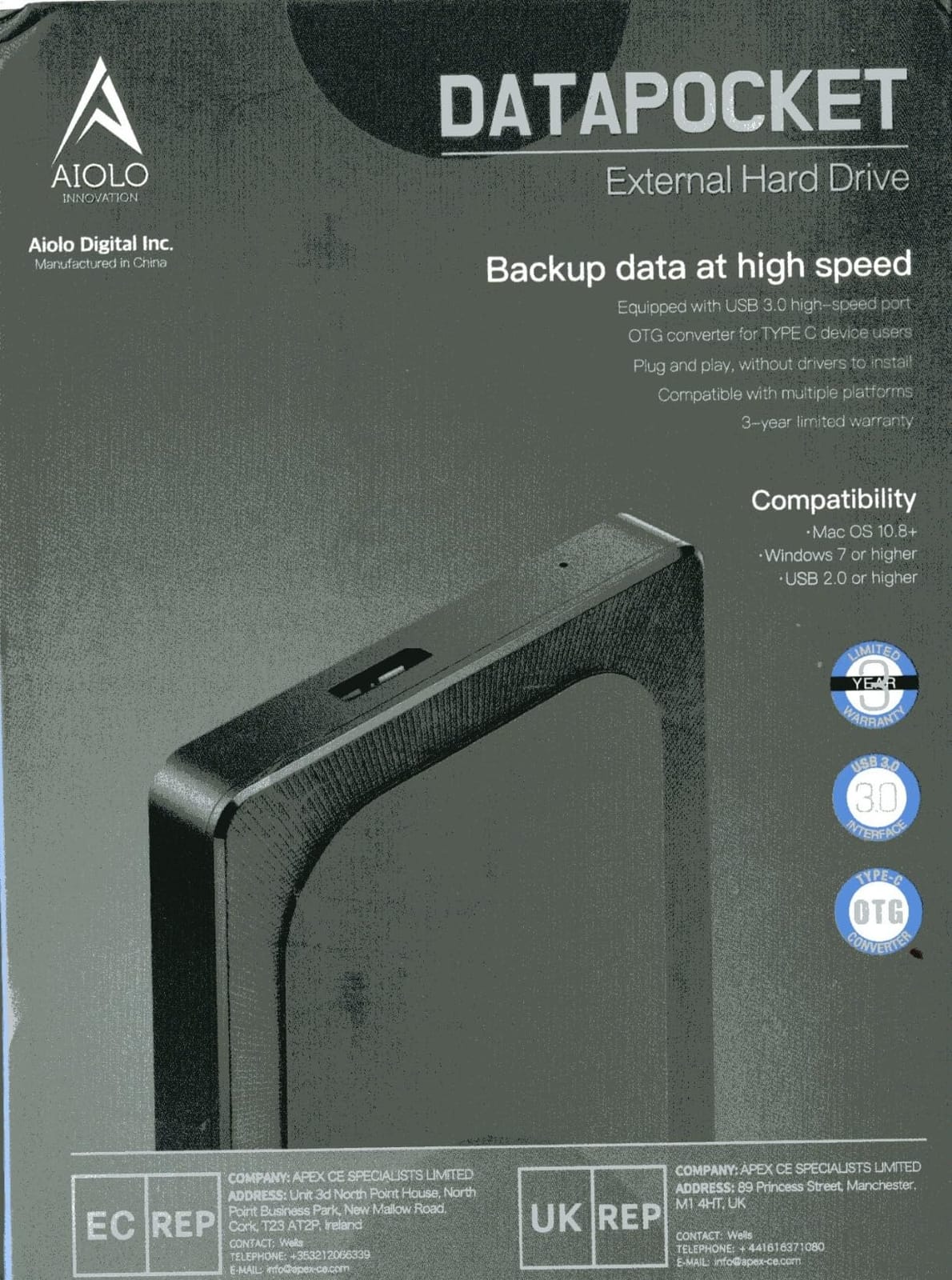 Aiolo Innovation 500GB External Hard Drive Ultra Slim Portable HDD-USB 3.0 for PC, Mac, Laptop, PS4, Xbox one,Xbox 360 HD-A4 customer photo 1