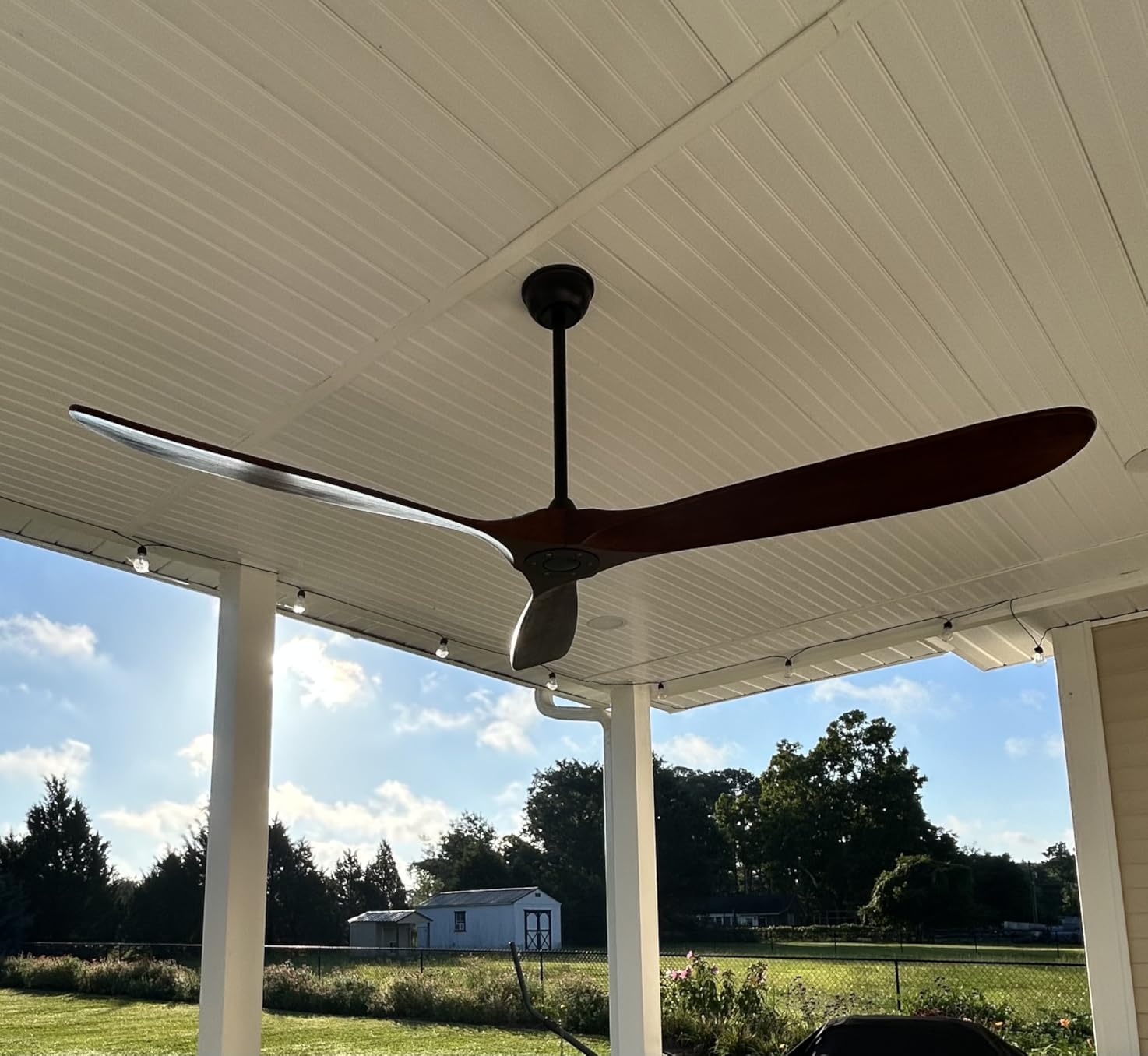 52 Inch Ceiling Fan No Light, Wood Outdoor Ceiling Fans for Patios Living Room Bedroom, Indoor Modern 3 Blade Propeller Wet Rated Ceiling Fan without Lights with Remote (Walnut) customer photo 1