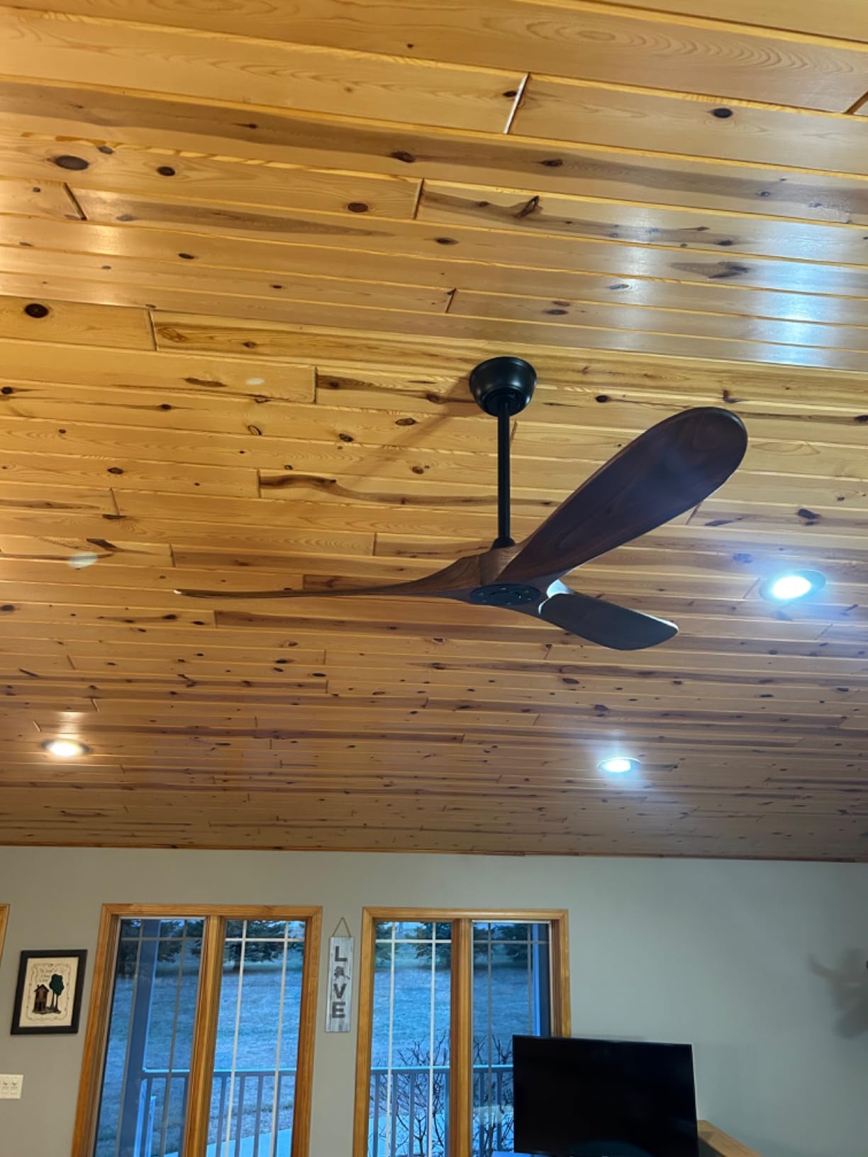 52 Inch Ceiling Fan No Light, Wood Outdoor Ceiling Fans for Patios Living Room Bedroom, Indoor Modern 3 Blade Propeller Wet Rated Ceiling Fan without Lights with Remote (Walnut) customer photo 2