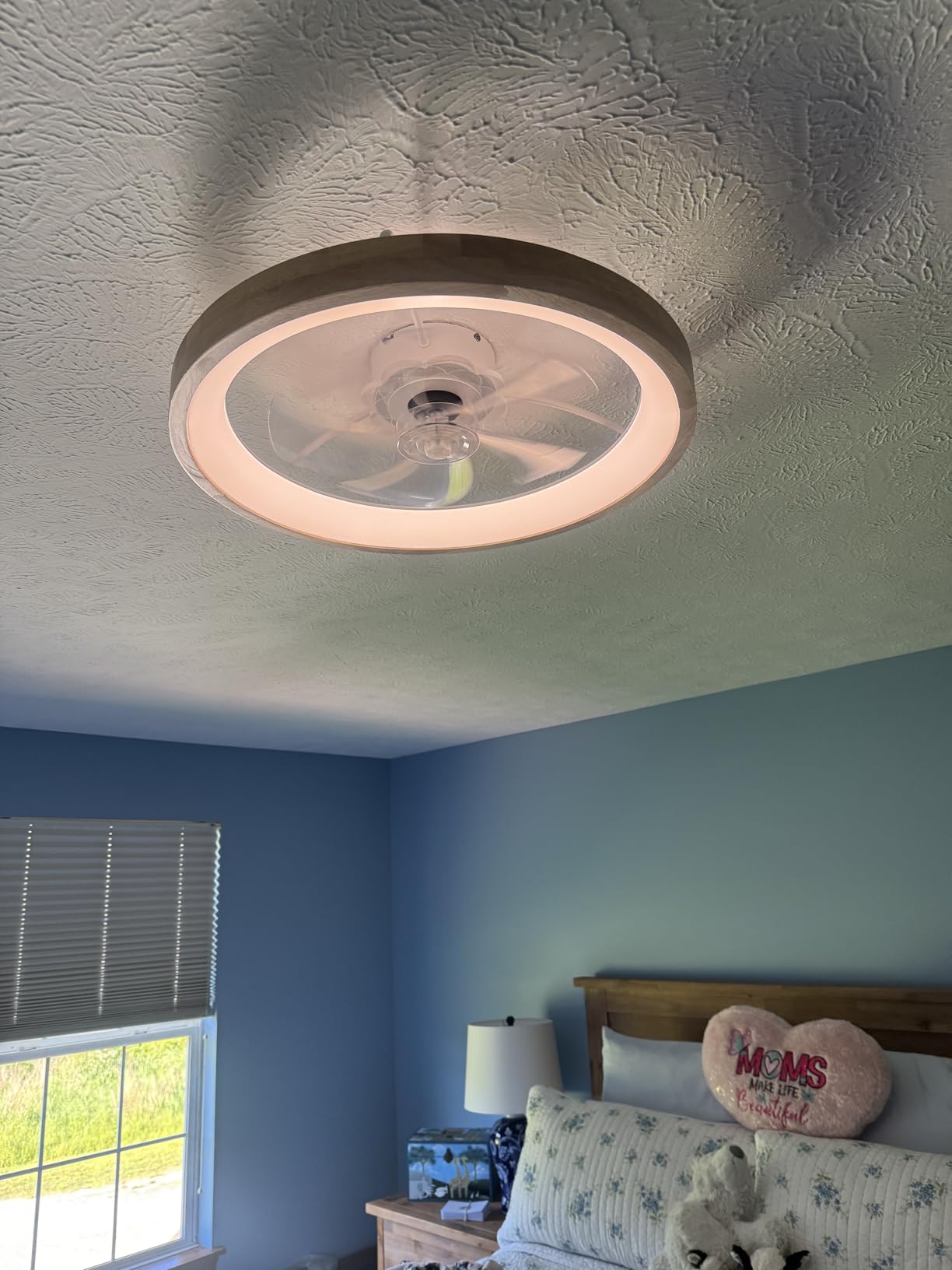 Fszdorj 20'' Low Profile Ceiling Fan with Light and Remote, Fandelier Black customer photo 2