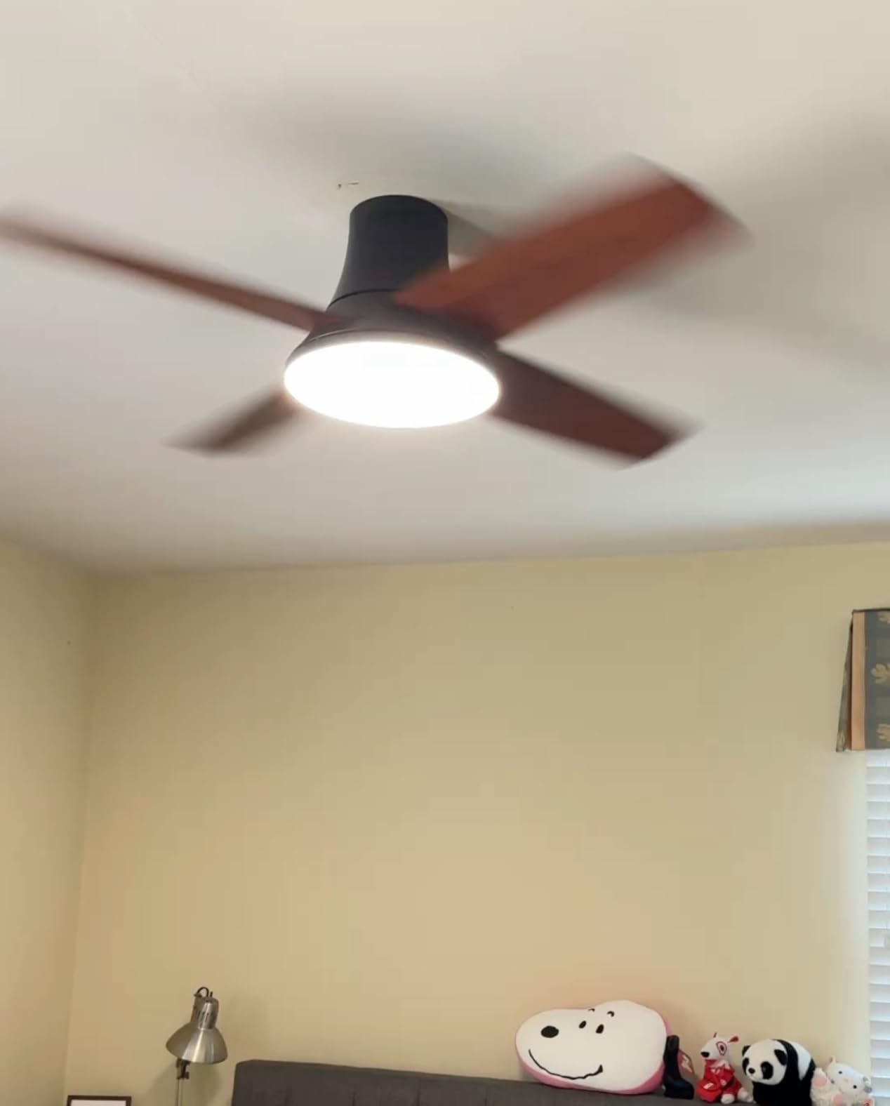 DREO Ceiling Fan, 44 Inch Low Profile Ceiling Fan with Light and Remote, 5CCT LED, 6-Level Dimmable, 6-Speed, Reversible Motor, 22 dB, Timer, Easy-Install, Black Flush Mount for Bedroom customer photo 1