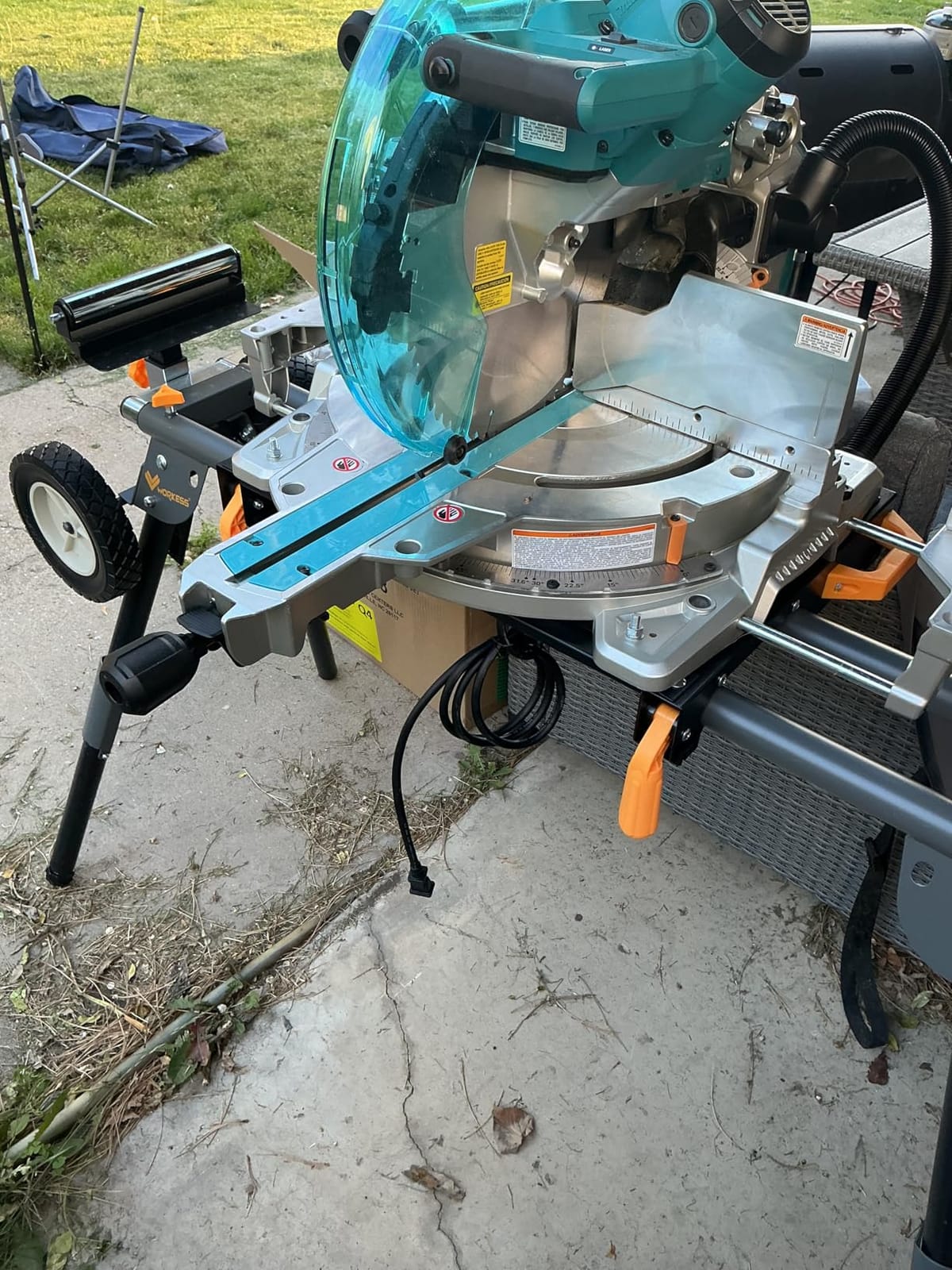 WORKESS Portable Miter Saw Stand with 6.75 in Wheels 330 lbs Load Capacity Heavy Duty Universal Mitre Saw Stand Tool Storage Trays WK-MS080 customer photo 1