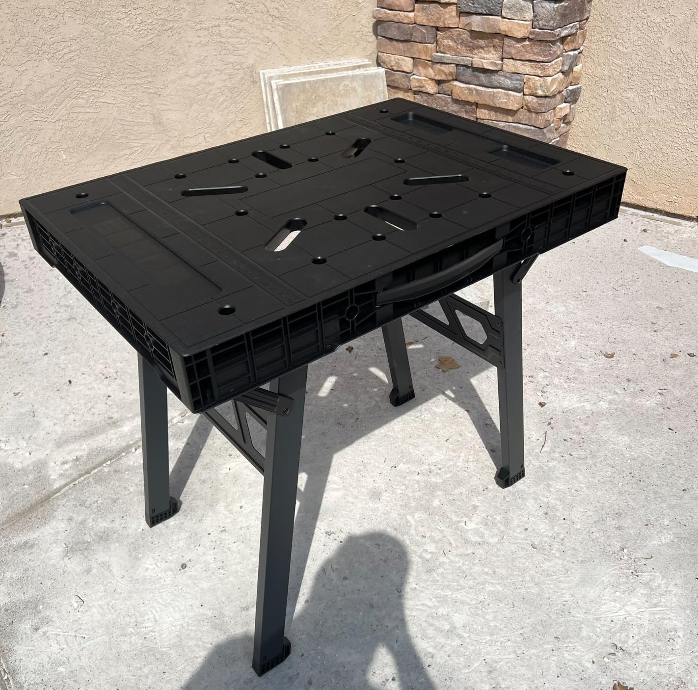 Portable Workbench, Folding Worktable, 1650lbs Capacity, Yellow customer photo 2
