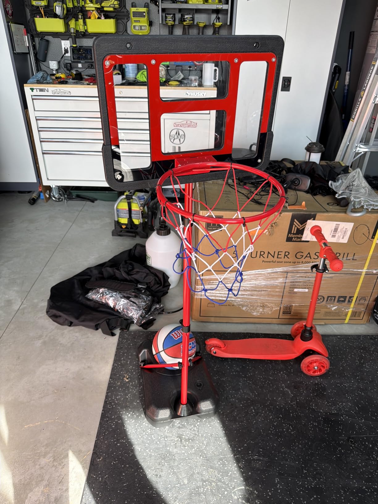 Kids Adjustable Basketball Hoop, Sport Outdoor Toys for 3-8 Year Gift(Blue) customer photo 1