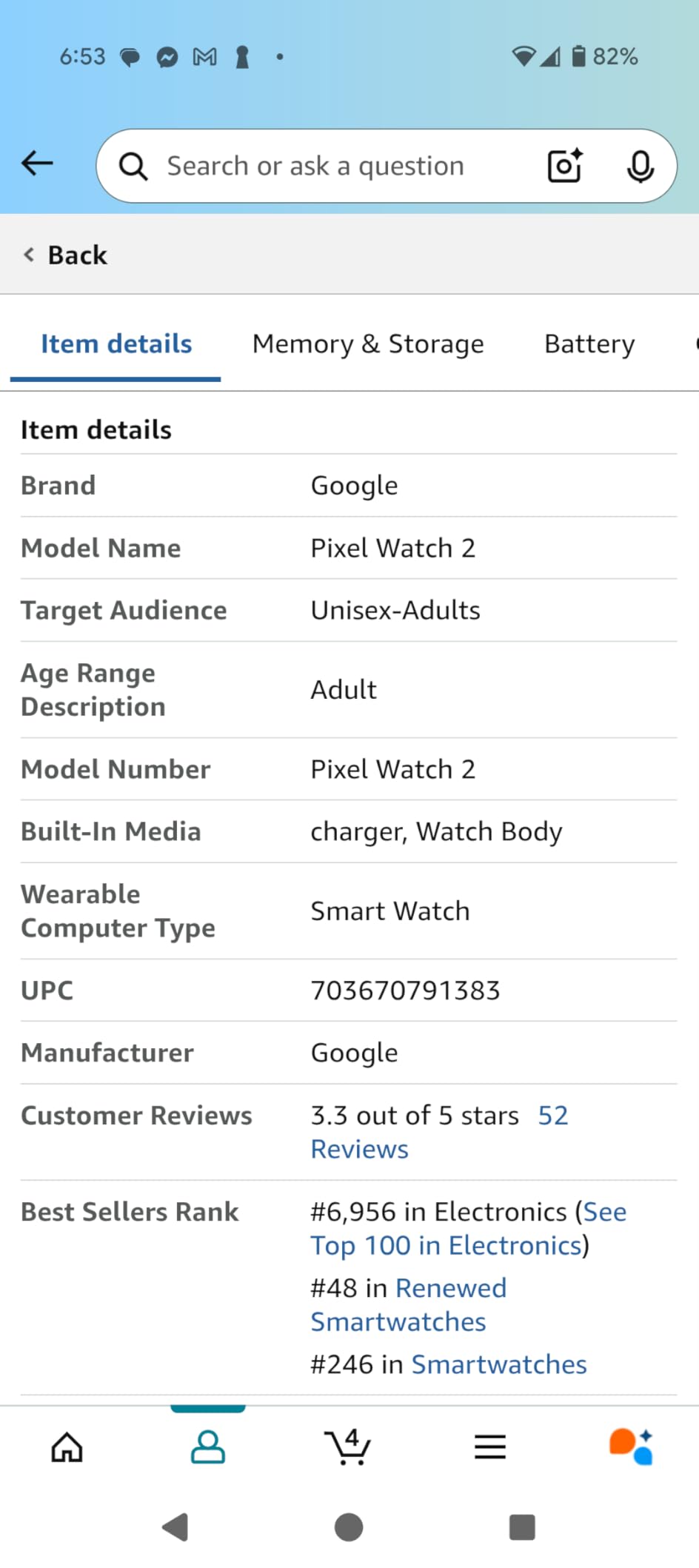 Google Pixel Watch 2 with Fitbit Heart Rate Tracking, Stress Management, Safety Features - Android Smartwatch - Matt Black Aluminum Case - Obsidian Active Band - GPS (Renewed) customer photo 1