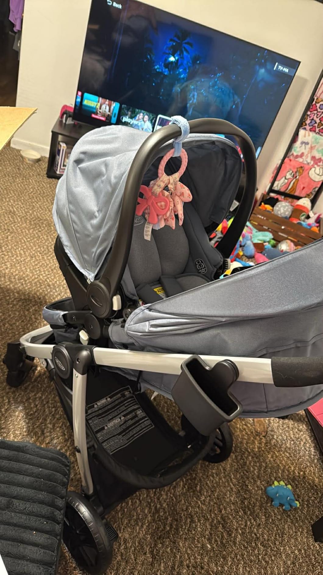 Graco Modes Pramette Travel System, Car Seat and Stroller Combo, Includes SnugRide LX Infant Car Seat and Baby Stroller with True Pram Mode, Reversible Seat, One Hand Fold, Extra Storage, Lilac Mod customer photo 1