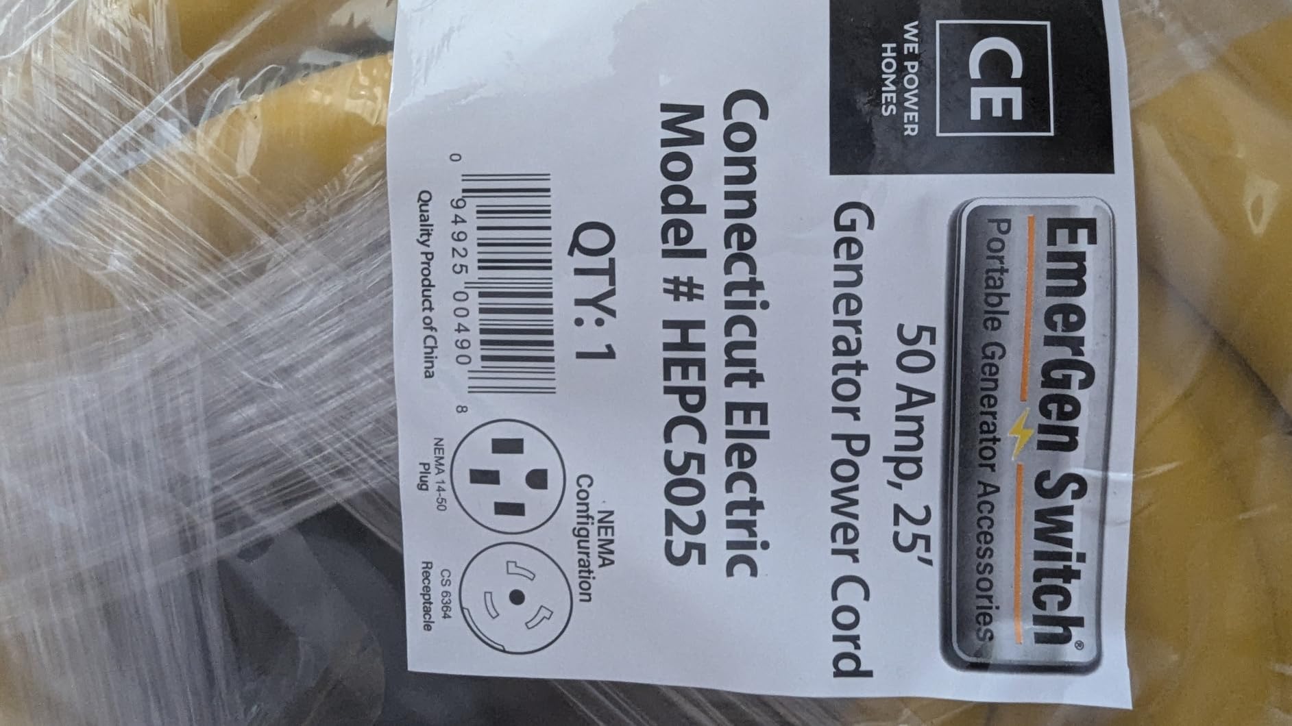 Connecticut Electric Series 2 Backup Power Manual Transfer Switch Kit, 50 Amp, 10 Circuits, with 25' Cord & Outdoor Rated 50A Inlet (Transfer Switch Kit - 25 ft Cord) customer photo 1