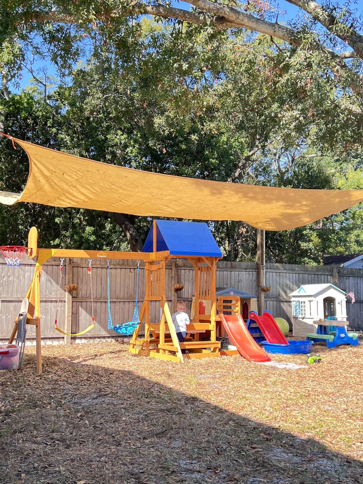 Wooden Swing Sets for Backyard with Monkey Bar, Outdoor Playset for Age 3-6 customer photo 1